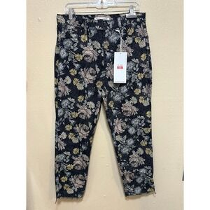 CELEBRITY PINK‎ Mom Jeans Floral Print High Rise Cropped Distressed Size 11 30